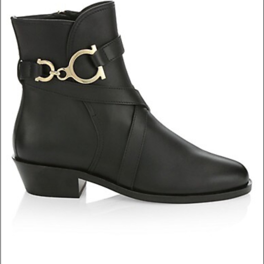 NWB Salvatore Ferragamo Shadi black leather boots, size 9.5